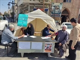 برقراری چادر اندازه گیری فشارخون درمحل برگزاری نماز جمعه بمناسبت فرارسیدن روز جهانی قلب و هفته سالمند